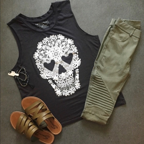 Pants - *1 pair left* Olive Green Womens Moto leggings